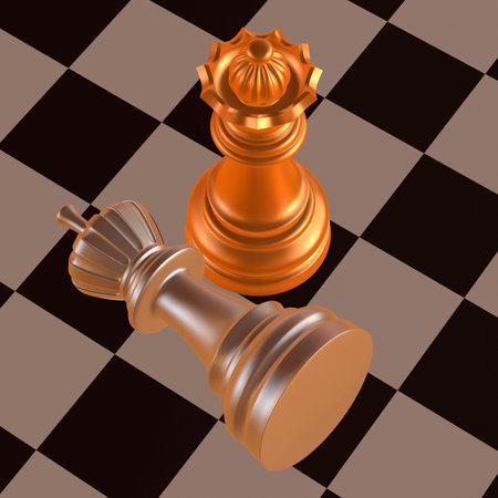 3d illustration of chess  situation with figuresの写真素材