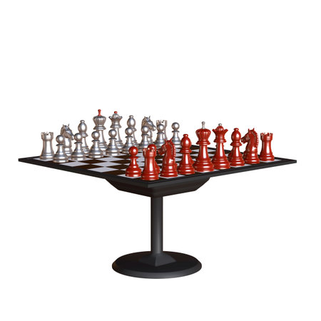 3d illustration of chess  situation with boardの写真素材