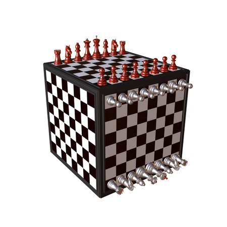 3d illustration of chess  situation with boardの写真素材