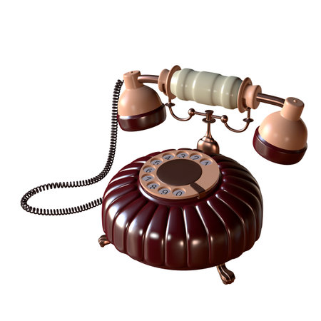 retro style dial vintage phone 3d illustrationの写真素材