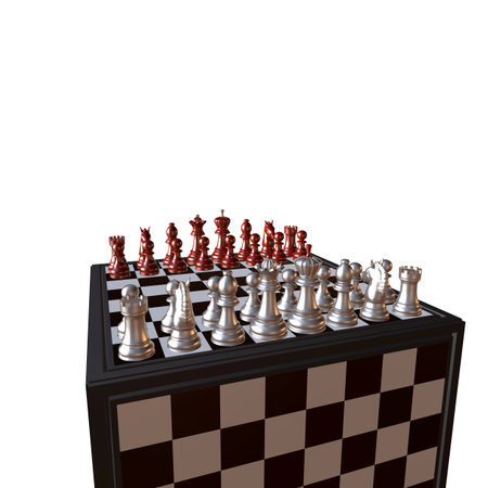 3d illustration of chess  situation with boardの写真素材