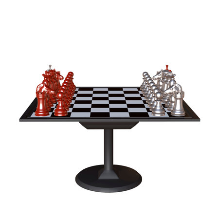 3d illustration of chess  situation with boardの写真素材