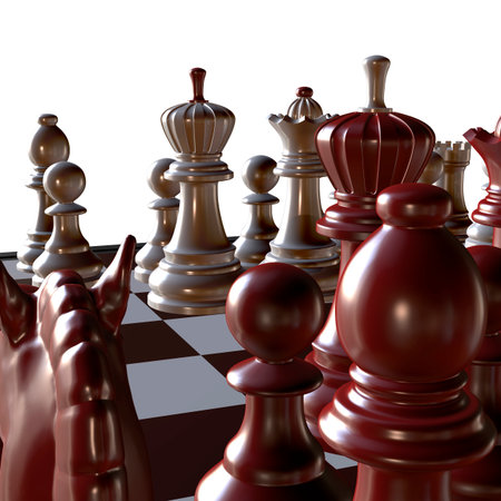 3d illustration of chess  situation with figuresの写真素材