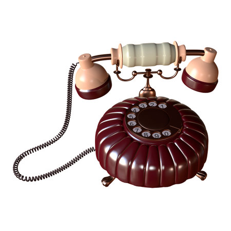 retro style dial vintage phone 3d illustrationの写真素材