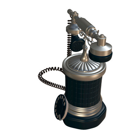 retro style dial vintage phone 3d illustrationの写真素材