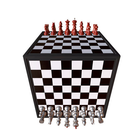 3d illustration of chess  situation with boardの写真素材