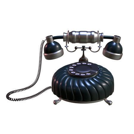 retro style dial vintage phone 3d illustrationの写真素材