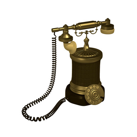 retro style dial vintage phone 3d illustrationの写真素材