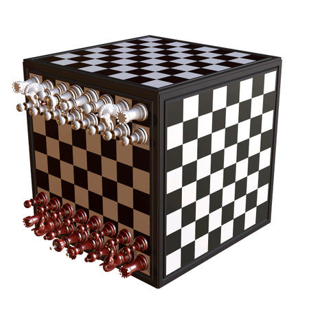 3d illustration of chess  situation with boardの写真素材