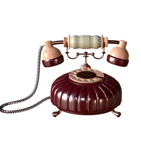retro style dial vintage phone 3d illustrationの写真素材