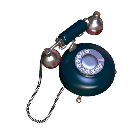 retro style dial vintage phone 3d illustrationの写真素材