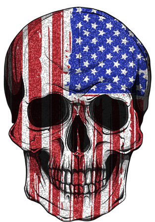 illustration America Flag painted on a skullの写真素材