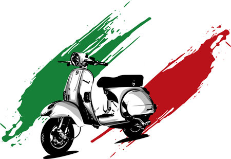 Vector illustration of an Italian scooter with flagのイラスト素材