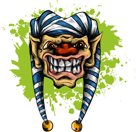 clown skull isolated on white backgroundのイラスト素材