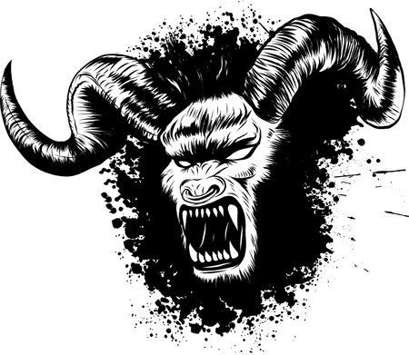 Vector illustration demon face tattooのイラスト素材