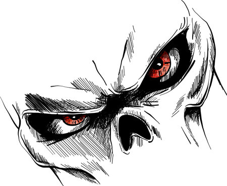 Skull with red eyes Cartoon Vector Imageのイラスト素材