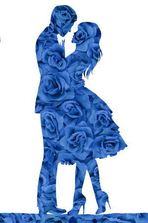 Wedding invitation. Silhouette of bride and groom.  illustration.の写真素材