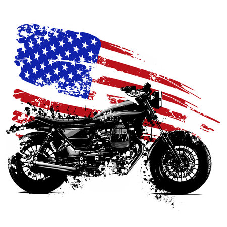 vetor illustration American chopper motorcycle with american flagのイラスト素材