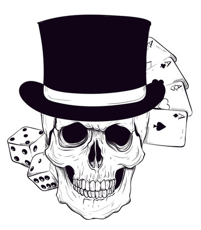 Gothic coat of arms with skull and playing card, grunge vintageのイラスト素材