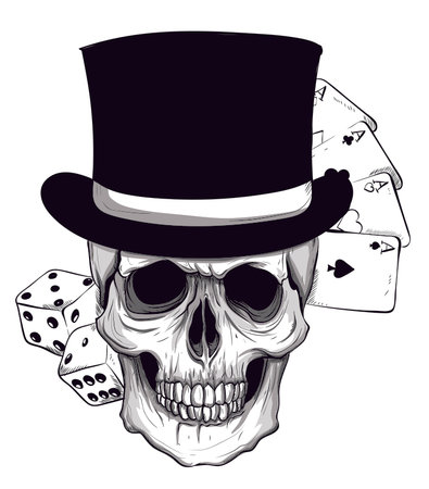 Gothic coat of arms with skull and playing card, grunge vintage design t shirtsのイラスト素材