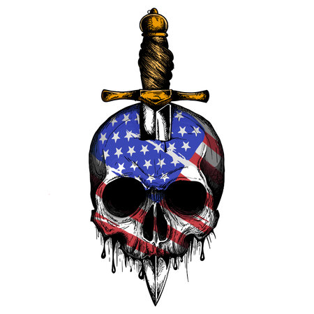 America Flag painted on a skullのイラスト素材