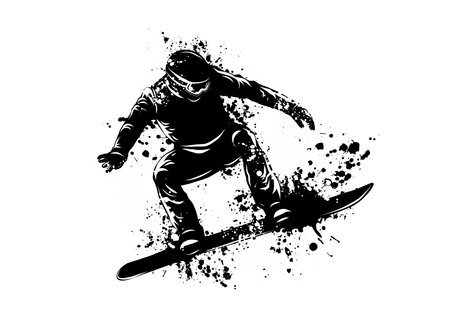 Silhouette of a snowboarder jumping. Vector illustrationのイラスト素材