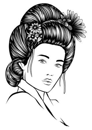 geisha drawn like a comicのイラスト素材