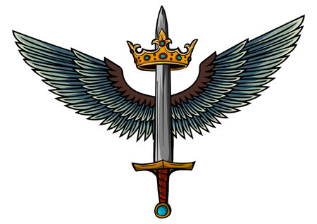 vector illustration sword with wings and kingのイラスト素材