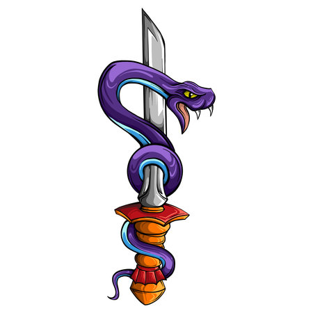 snake twisted to the swordのイラスト素材