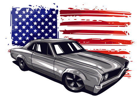 vector graphic design illustration of an American muscle carのイラスト素材