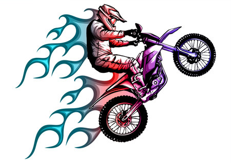 fiery motorcycle vector illustration designのイラスト素材