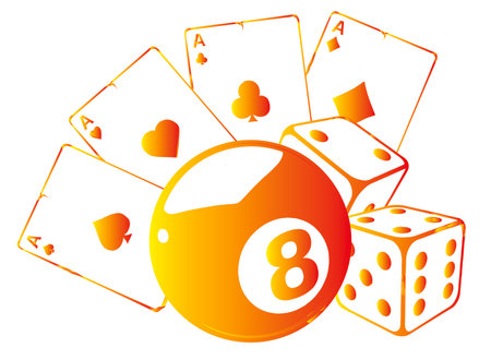 aces playing cards with number eight ball isolated on white backgroundのイラスト素材
