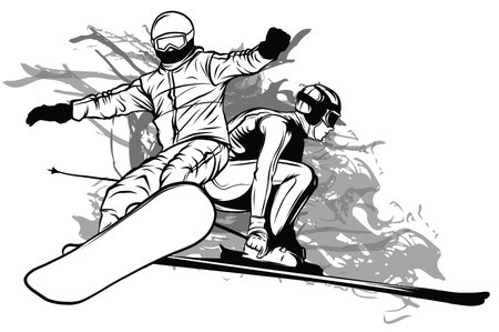 collection of sport snowboard, skiers vector illustrationのイラスト素材
