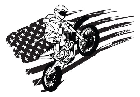 motocross rider ride the motocross bike vector illustrationのイラスト素材