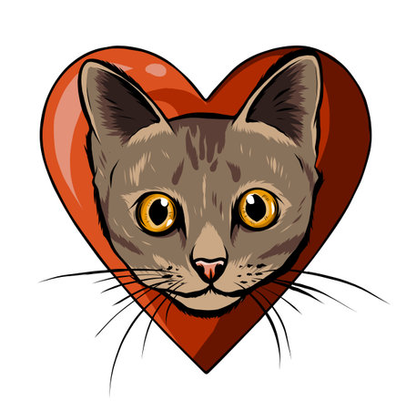 Vector illustration of cat head cartoon styleのイラスト素材