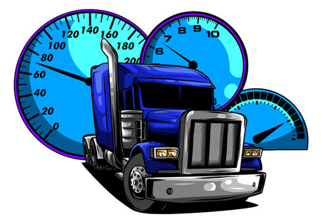 Classic American Truck. Vector illustration with american flagのイラスト素材