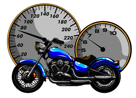 vector illustration Flaming Bike Chopper Ride Front Viewのイラスト素材