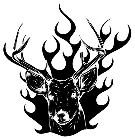 deer sketch vector graphics color head with hornsのイラスト素材