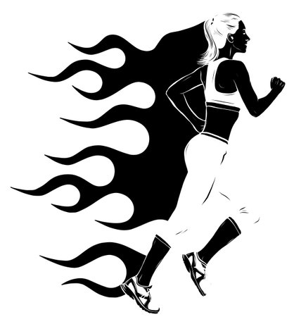 Woman athletes on running race on white background vectorのイラスト素材
