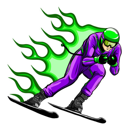 Silhouette of a skier jumping. Vector illustration. Sport concept.のイラスト素材