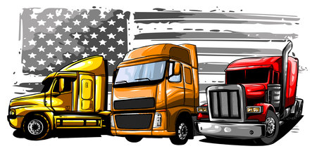 Vector cartoon semi truck illustration design artのイラスト素材