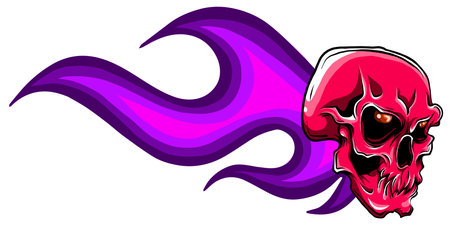 Hand drawn burning skull. Vector illustration designのイラスト素材