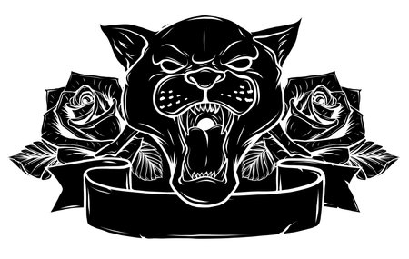 Black Silhouette Of Panther vector illustration designのイラスト素材