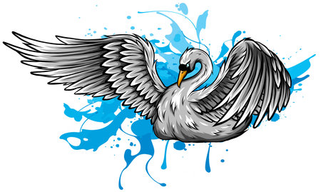 swan with splashes of water vector illustrationのイラスト素材