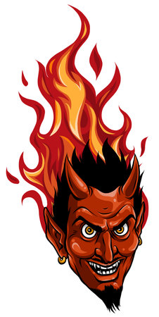 Graphic Vector Image of a Demon or Devil Mascot Headのイラスト素材