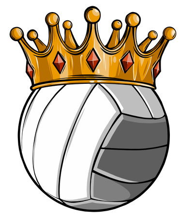 Volleyball ball with royal crown. King of sport. Isolated on white. Tのイラスト素材