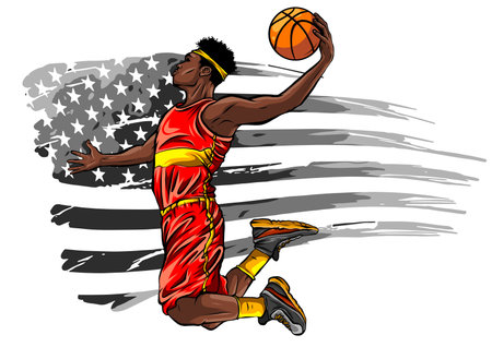 American basketball player sports vector illustration artのイラスト素材