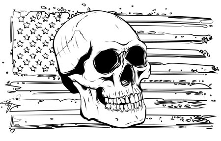 Skull and flag usa. Vector illustration graphicsのイラスト素材
