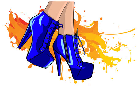 vector boots with american flag in the backgroundのイラスト素材