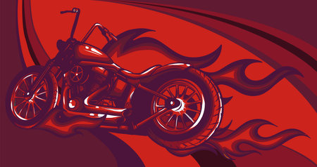 Chopper Rider Flaming Trail vector illustration artのイラスト素材